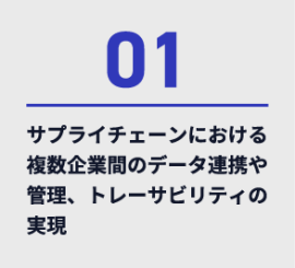 01、サプライチェーンにおける複数企業間のデータ連携や管理、トレーサビリティの実現