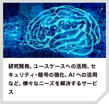 研究開発、ユースケースへの活用、セキュリティ・暗号の強化、AIへの活用など、様々なニーズを解決するサービス